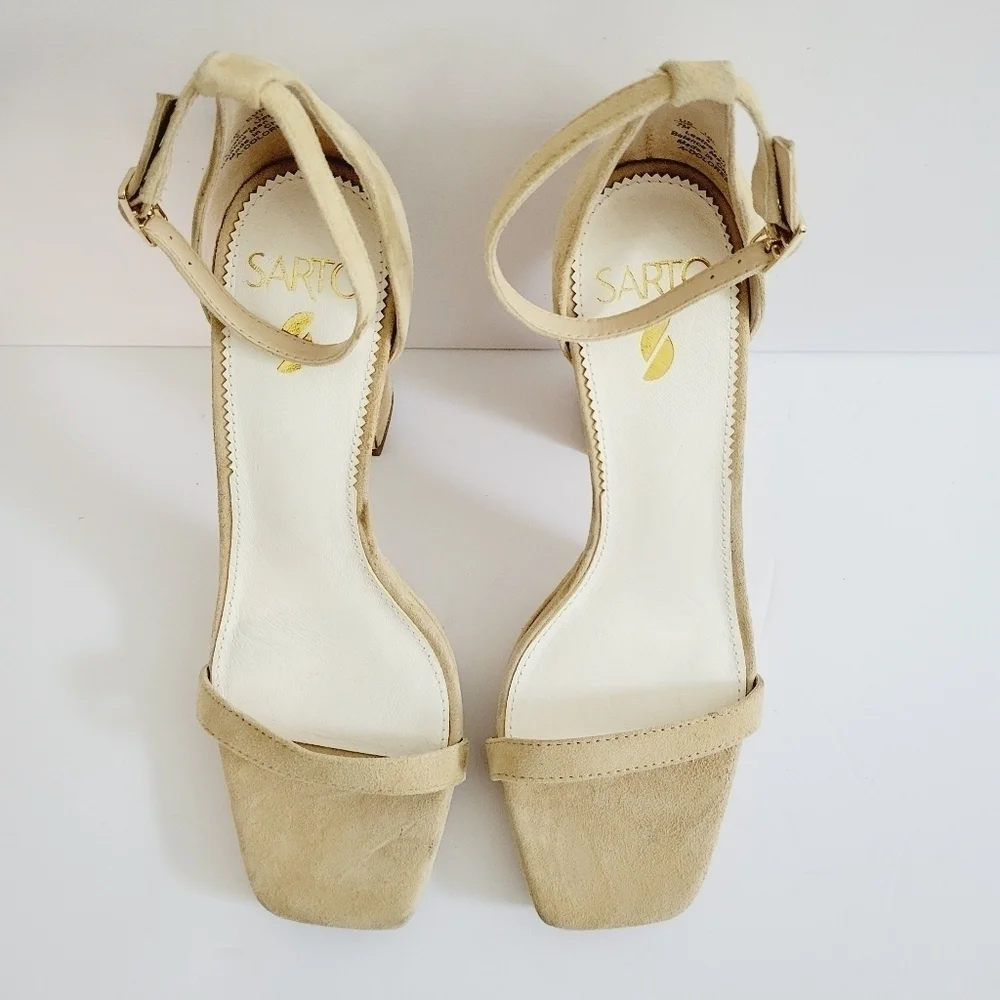 New SARTO By Franco Sarto DOLORES Ankle Suede Leather Strap Sandals Size 7 M